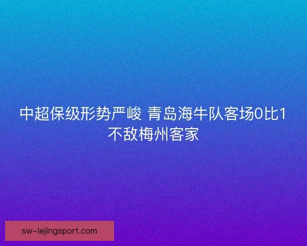 中超保级形势严峻 青岛海牛队客场0比1不敌梅州客家
